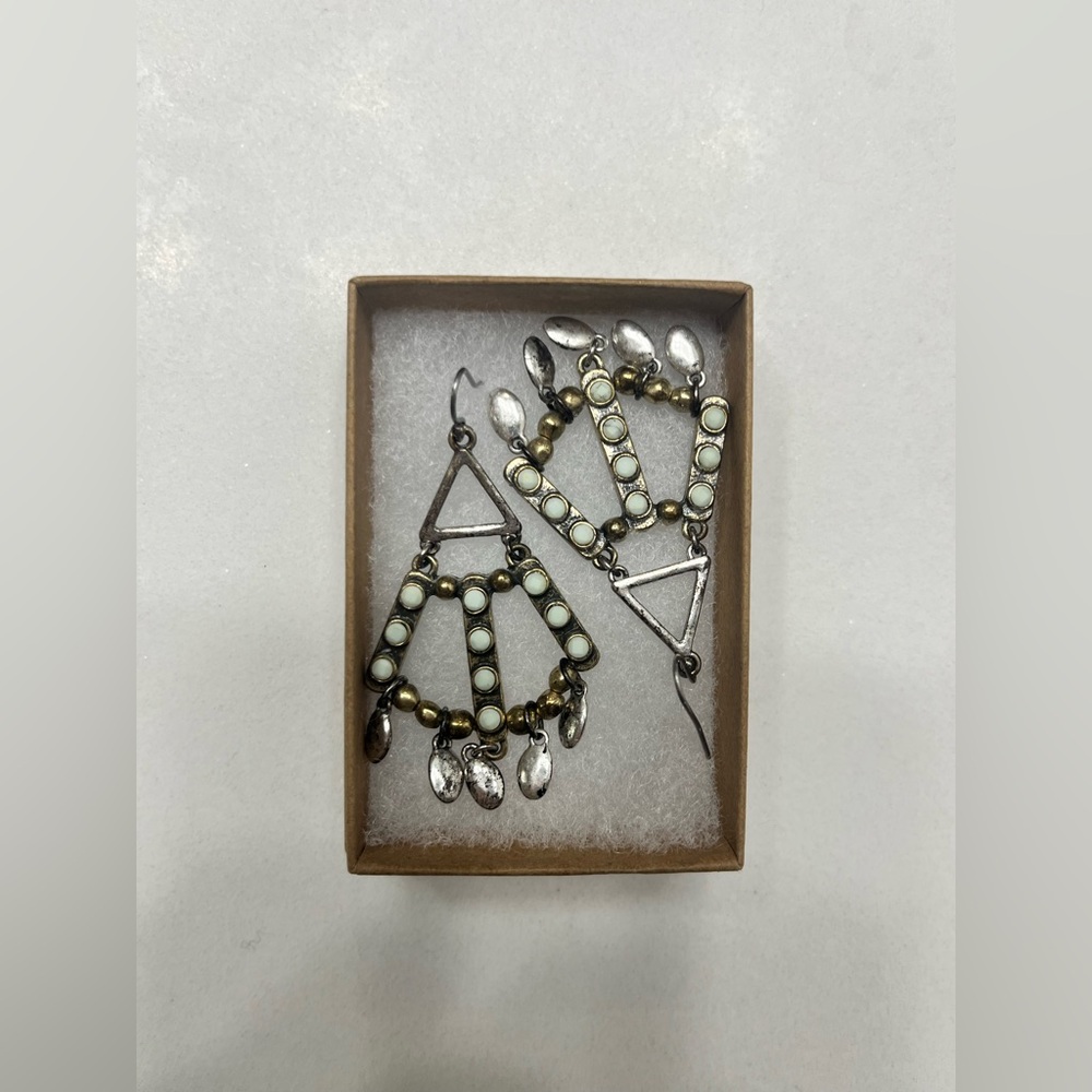 Lucky Brand Silver and Gold Earrings with a hint of mint green